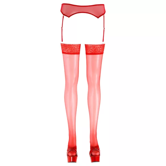 Cottelli - Red Lace Stockings - 3/M-L