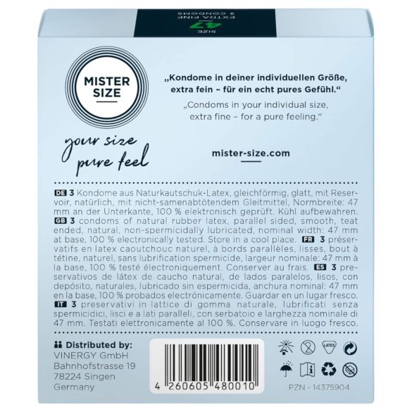 Mister Size Thin Condom - 47mm (Pack of 3)
