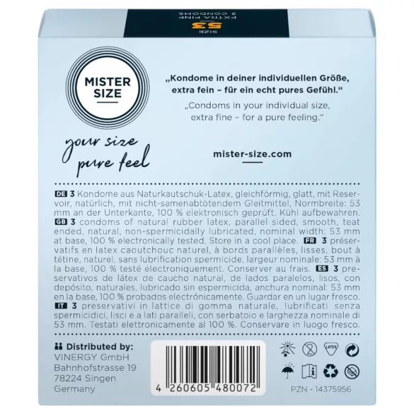 Mister Size Ultra-Thin Condoms - 53mm (3 Pack)