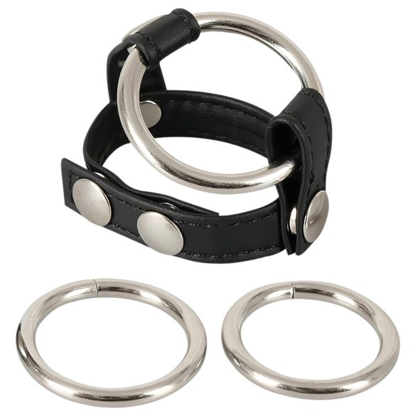 Bad Kitty - Leather Scrotum and Penis Ring (Black)