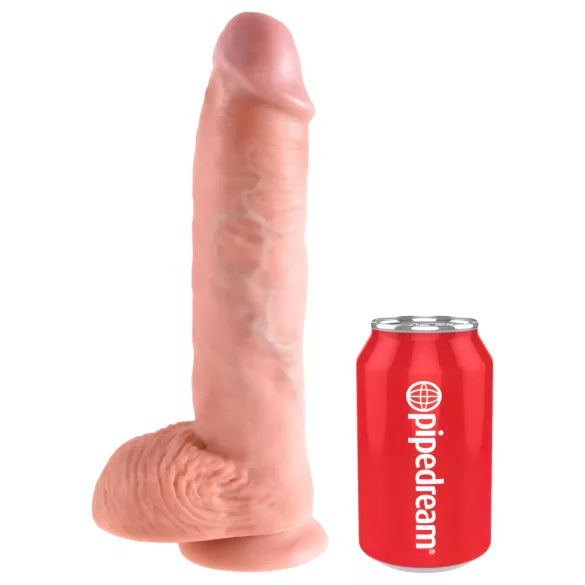 King Cock 10" Large Dildo with Balls (25 cm, Flesh-Toned)