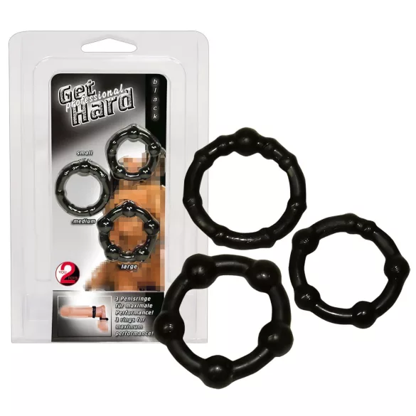 You2Toys - Stay Strong! Black Penis Ring Set (3 pieces)