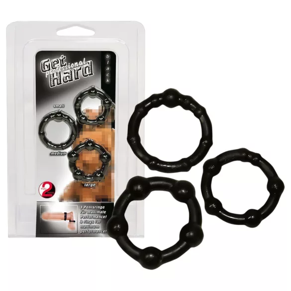 You2Toys - Stay Strong! Black Penis Ring Set (3 pieces)