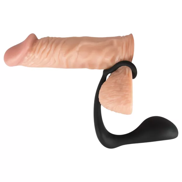 Black Velvet - anal plug with penis ring (black)