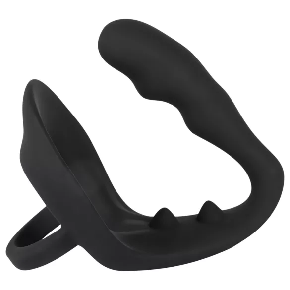 Black Velvet - Black Anal Dildo with Penis & Testicle Ring