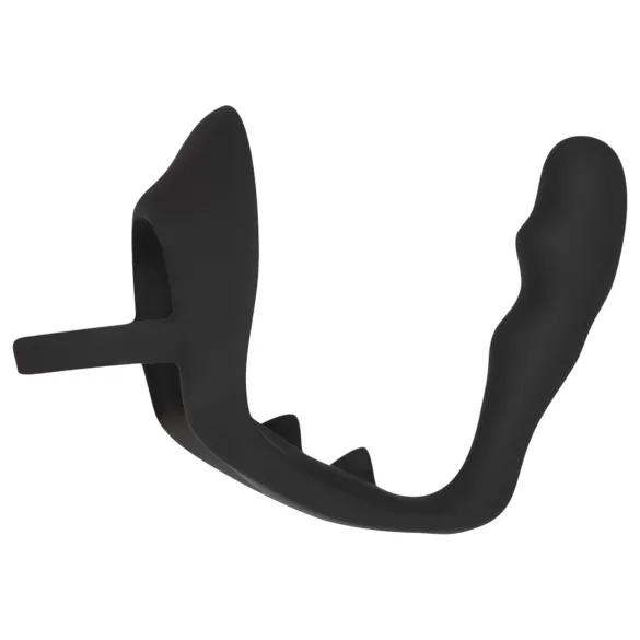 Black Velvet - Black Anal Dildo with Penis & Testicle Ring