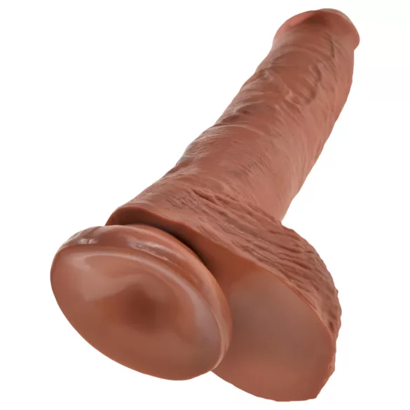 King Cock 10" Large Dildo with Balls (25 cm, Brown)