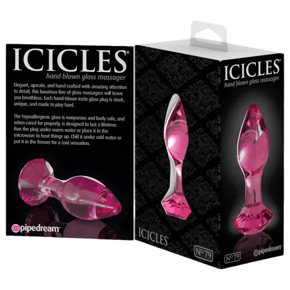 Icicles No. 79 - Pink Glass Tapered Anal Plug