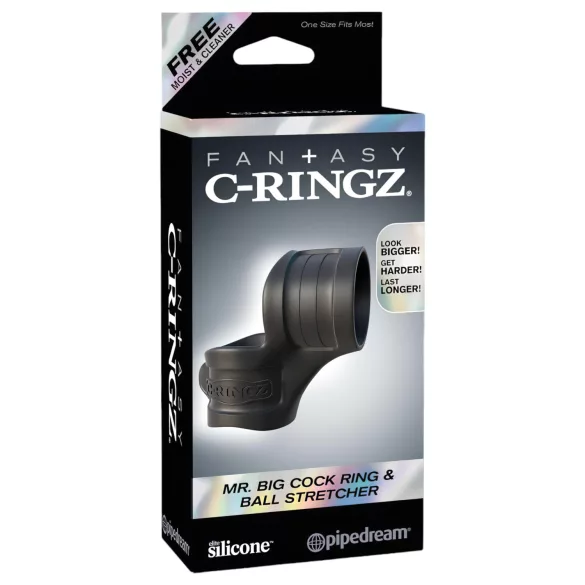 Fantasy Mr. Big - penis ring and ball stretcher ring (black)