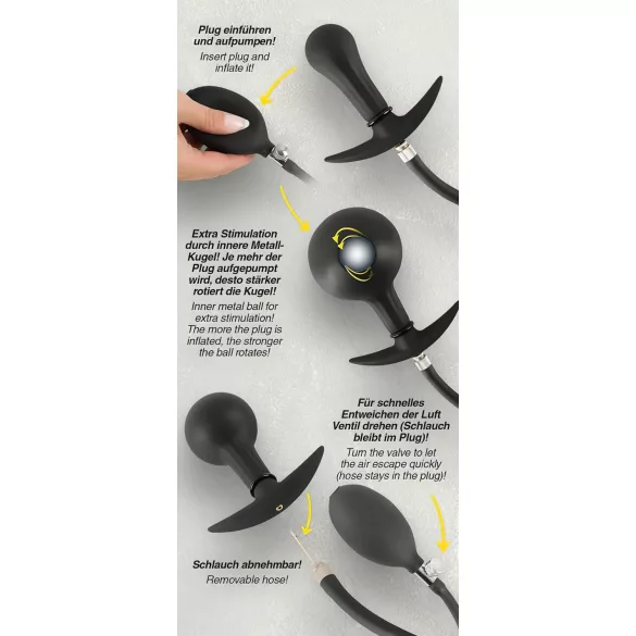 You2Toys - Black Inflatable Beaded Anal Plug