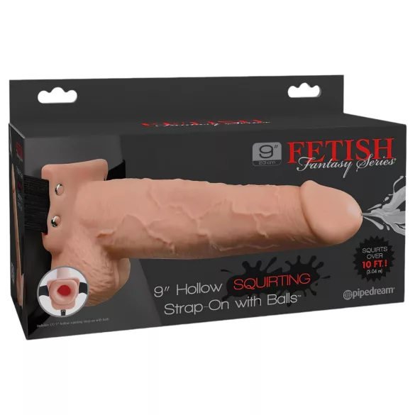 Pipedream Fetish Strap-On 9 - adjustable, hollow, ejaculating dildo (flesh-coloured)