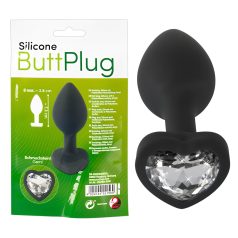 You2Toys Gemstone Anal Plug - Black with White Gem