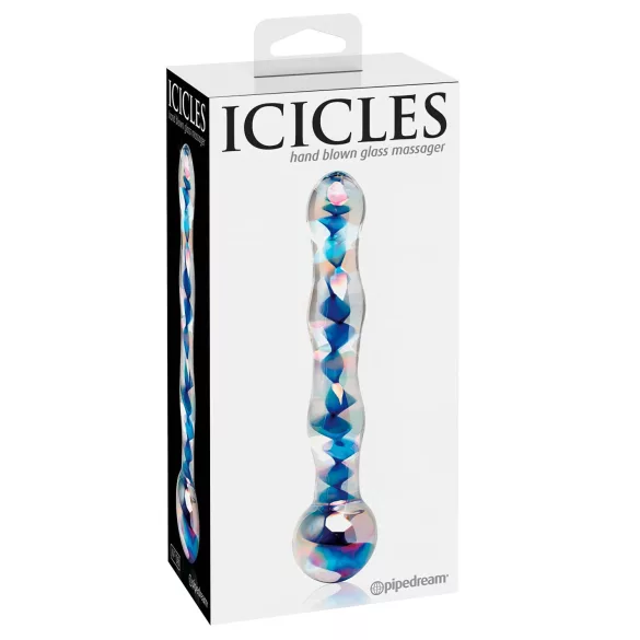 Icicles No. 08 - Wavy Double-Ended Glass Dildo (Clear-Blue)