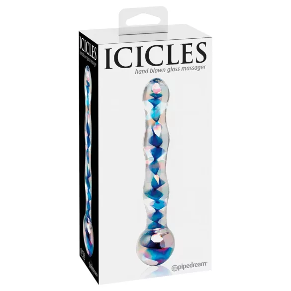 Icicles No. 08 - Wavy Double-Ended Glass Dildo (Clear-Blue)