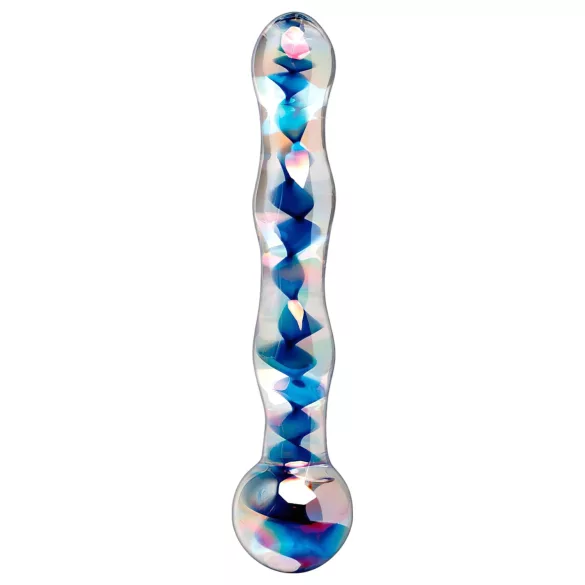 Icicles No. 08 - Wavy Double-Ended Glass Dildo (Clear-Blue)