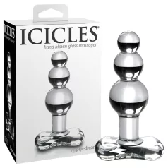 Icicles No. 47 - Triple Pearl Glass Anal Plug (Clear)