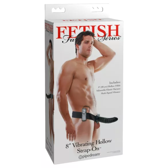 Pipedream Fetish Strap-On 8 - hollow strap-on vibrator (black)