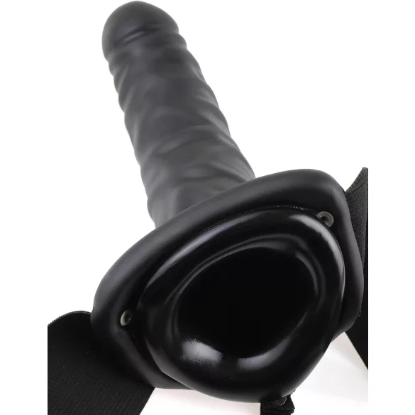 Pipedream Fetish Strap-On 8 - hollow strap-on vibrator (black)
