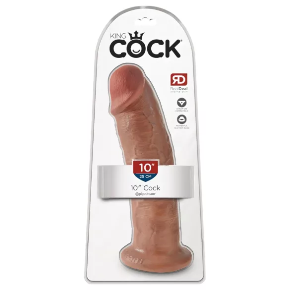 King Cock 10" - large suction cup dildo (25 cm) - dark natural