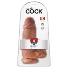   King Cock 9" Chubby Suction Cup Dildo (23cm) - Dark Natural