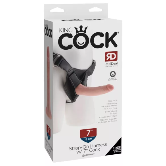 King Cock 7" Strap-On Dildo with Harness (Flesh-Coloured)