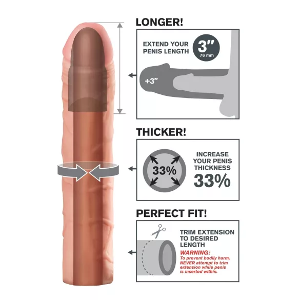 Pipedream - X-TENSION Perfect 3 - lifelike penis sleeve (22.8 cm, natural)