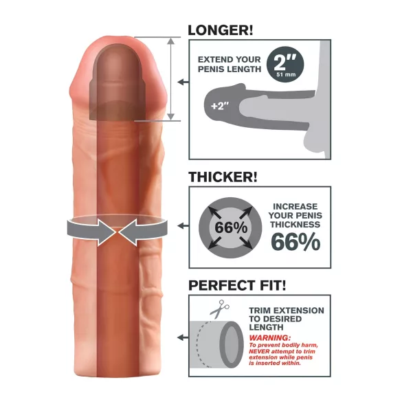Pipedream - X-TENSION Mega 2 - lifelike penis sleeve (20.3 cm, nude)