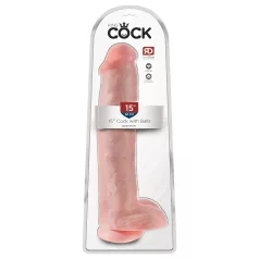   King Cock 15 - suction cup dildo with balls (38 cm, flesh-coloured)
