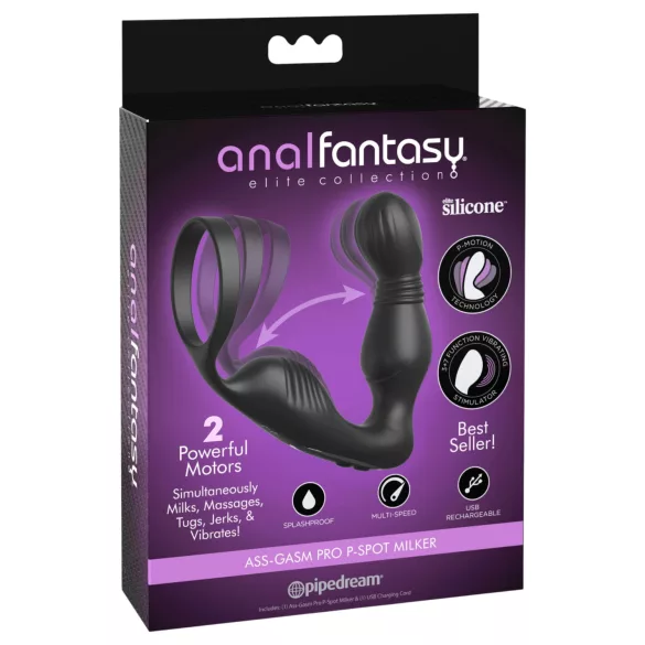 Pipedream Anal Fantasy Elite - prostate vibrator with penis ring (black)