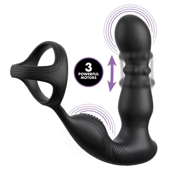 Anal Fantasy Ass-Gasm - Rotating Anal Vibrator with Penis Ring (Black)