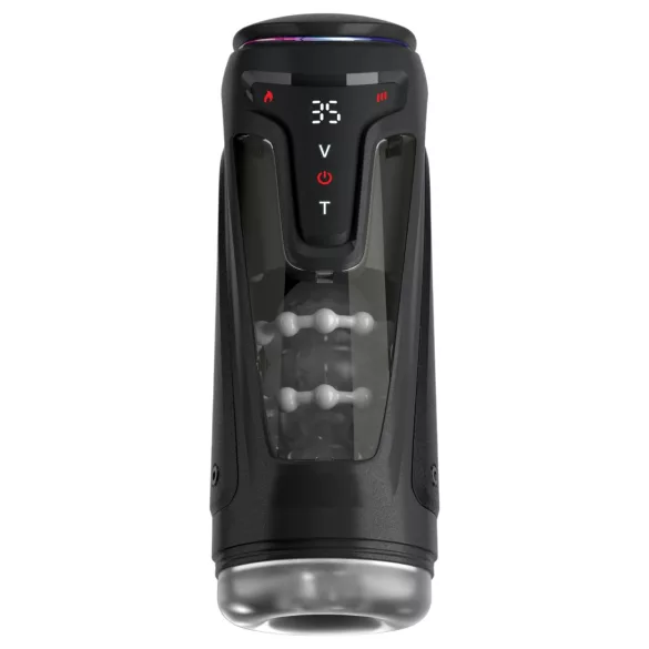 PDX Elite Moto-Bator Pro - beaded, warming thrusting masturbator (black)