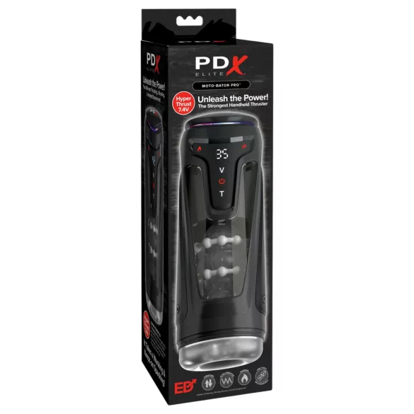 PDX Elite Moto-Bator Pro - beaded, warming thrusting masturbator (black)