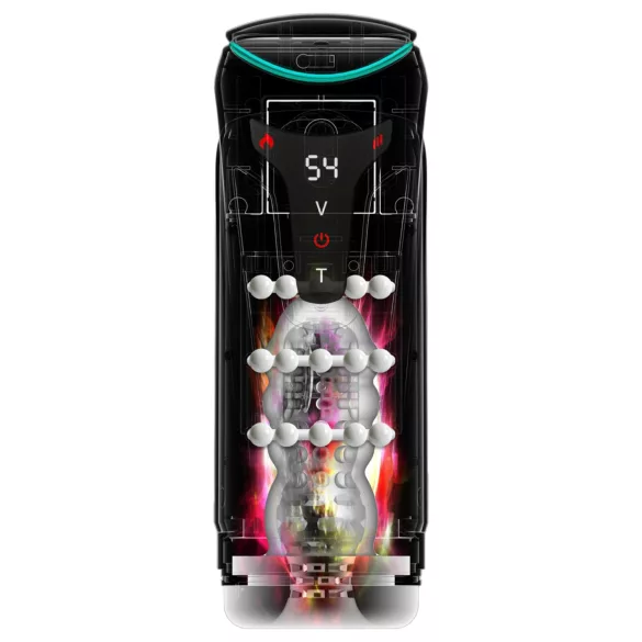 PDX Elite Moto-Bator Pro - beaded, warming thrusting masturbator (black)