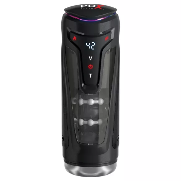 PDX Elite Moto-Bator Pro - beaded, warming thrusting masturbator (black)