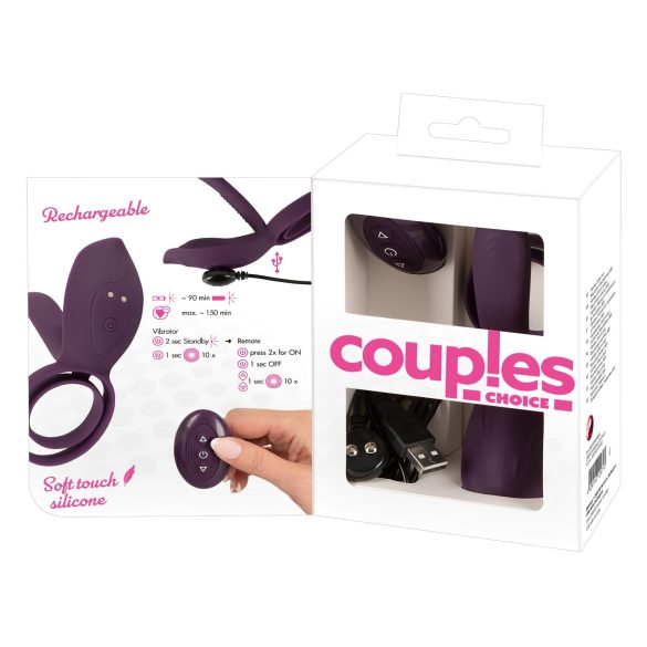 Couples Choice - Rechargeable Radio-Controlled Penis Ring (Purple)