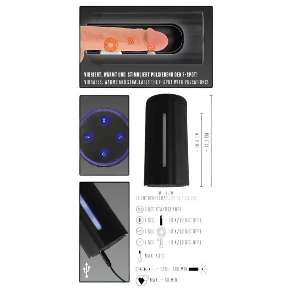 Rebel Pleasure Pro - Rechargeable, 3-Function Masturbator (Black)