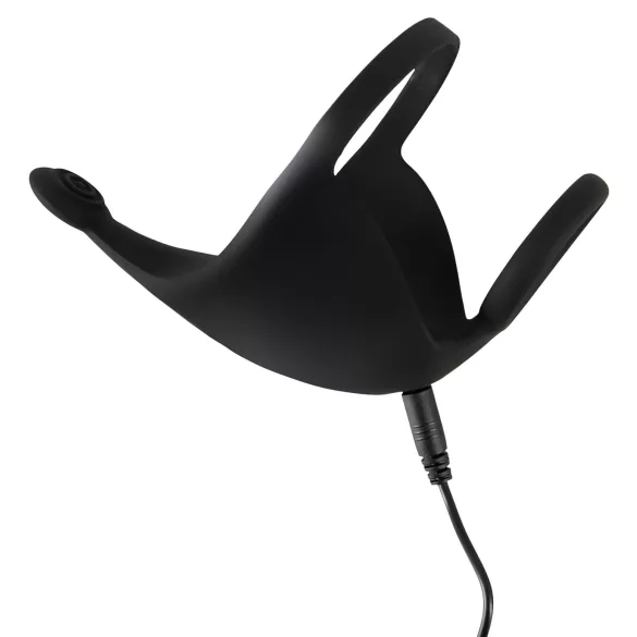 Rebel - Rechargeable Vibrating Ring & Stimulation Toy (Black)