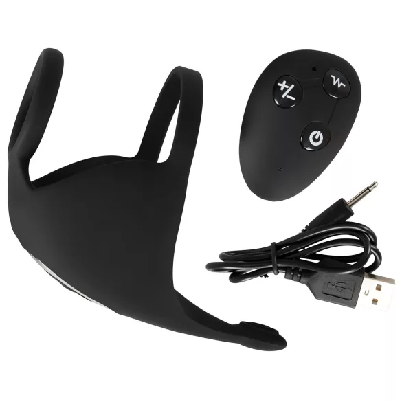 Rebel - Rechargeable Vibrating Ring & Stimulation Toy (Black)