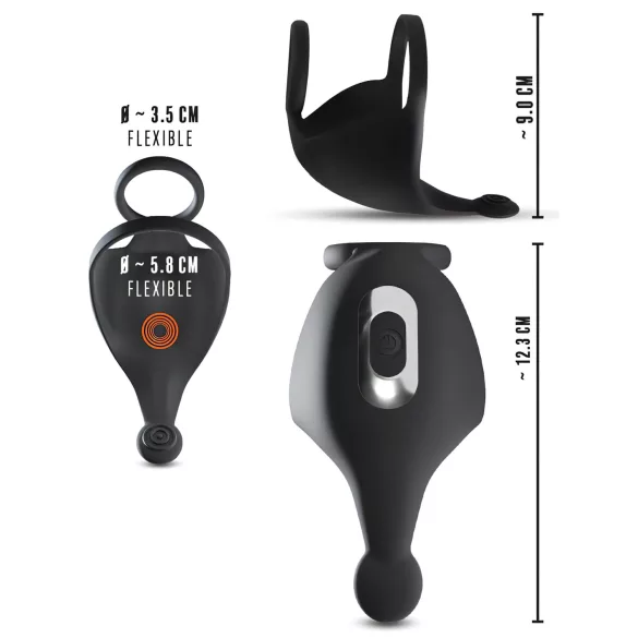 Rebel - Rechargeable Vibrating Ring & Stimulation Toy (Black)