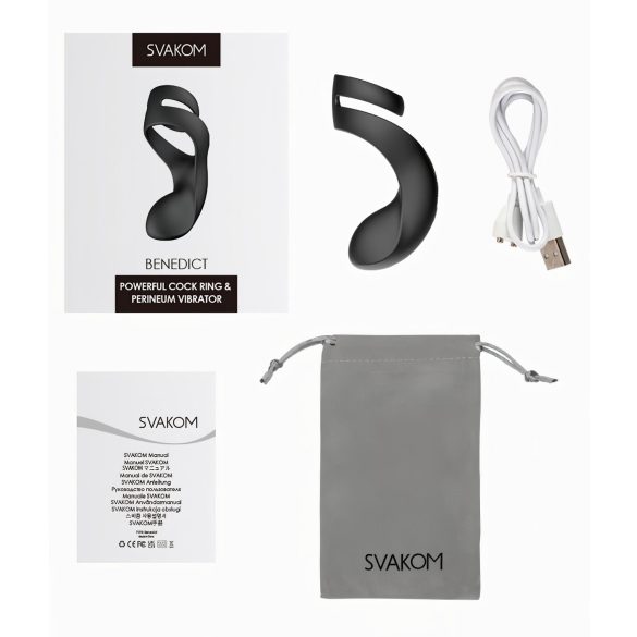 Svakom Benedict - Black Vibrating Penis Ring & Perineum Stimulator