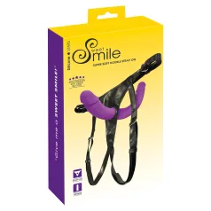 SMILE - Adjustable Double Dildo with Base (Purple-Black)