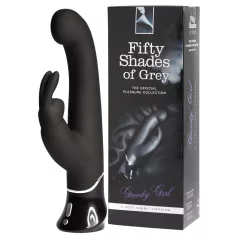   Fifty Shades of Grey Greedy Girl - rabbit vibrator with clitoral arm (black)