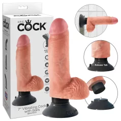 King Cock 7" Suction Cup Vibrator (18 cm) - Natural