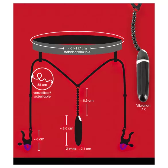 Bad Kitty - Vibrating Panty with Clitoral Clip - Black (S-L)