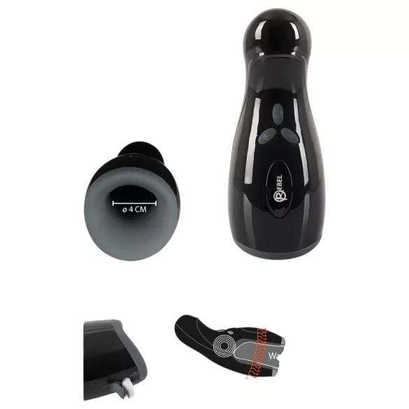 Rebel - Heated, Vibrating, Up-Down Moving Masturbator (Black)