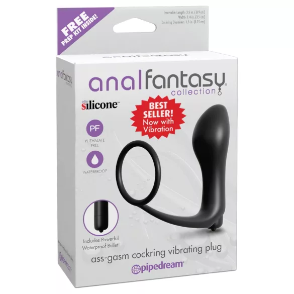 Analfantasy - Finger Anal Vibrator with Penis Ring (Black)