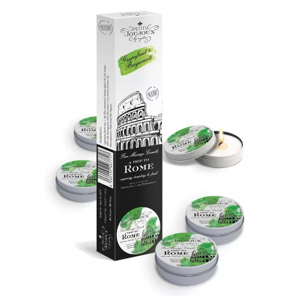 Petits Joujoux Rome Massage Candle - Grapefruit & Bergamot, Set of 5x43ml