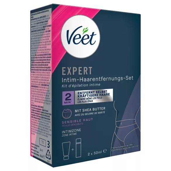 Veet - intimate hair removal cream and moisturising mousse for women (2 × 50 ml)
