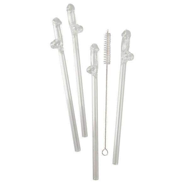 Straw Willy - Fun Penis-Shaped Straws - Clear Set (4 Pack)