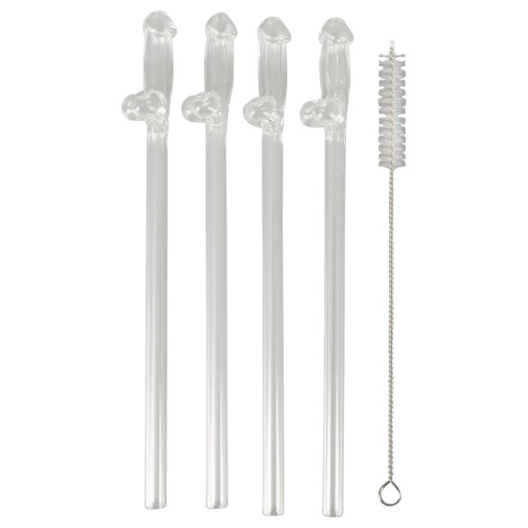 Straw Willy - Fun Penis-Shaped Straws - Clear Set (4 Pack)